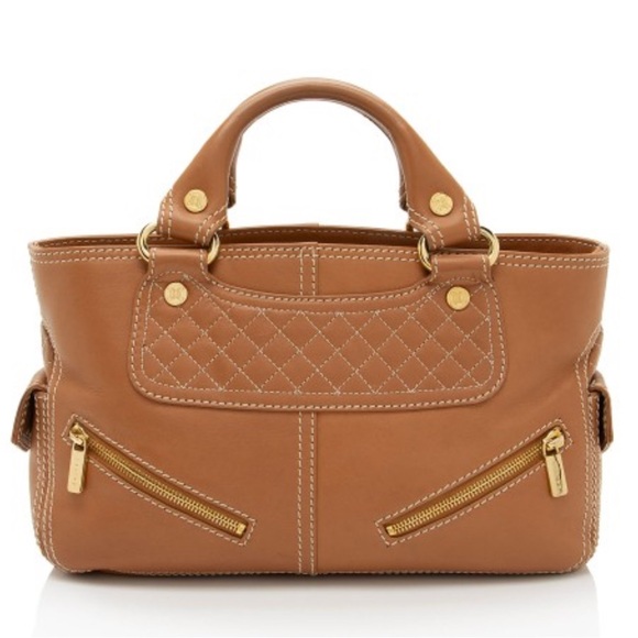 Celine vintage beige/brown Leather Satchel with Gold Details - Picture 1 of 15
